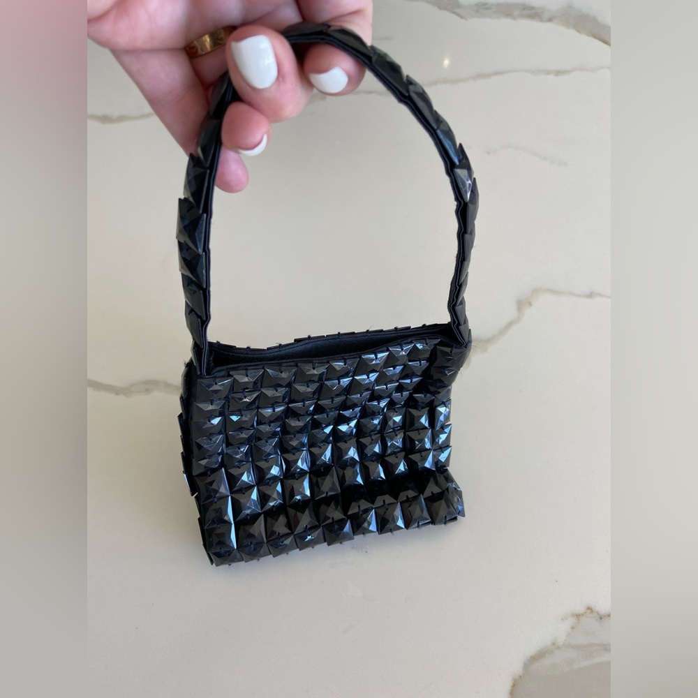 JEANNE LOTTIE • black vintage faucet beaded purse mini bag